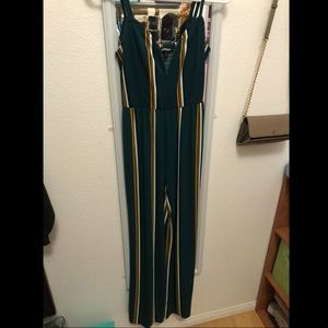 Teal striped jumpsuit